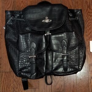 Vivienne Westwood Black Croc Backpack